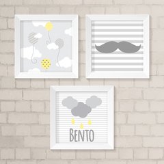 Kit de Quadros Cinza Mustache