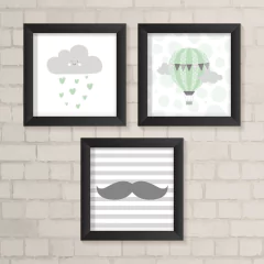 Kit de Quadros Mustache Verde - comprar online