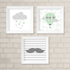 Kit de Quadros Mustache Verde
