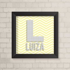 Quadro com Inicial Chevron e Poá - comprar online