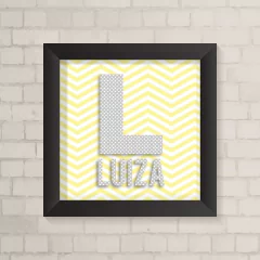 Quadro com Inicial Chevron e Poá - comprar online