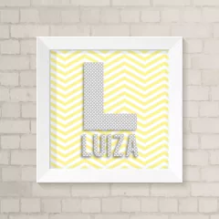 Quadro com Inicial Chevron e Poá