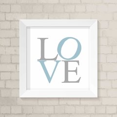 Quadro Infantil Love Cinza e Azul