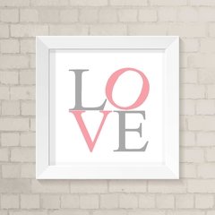 Quadro Infantil Love Rosa e Cinza