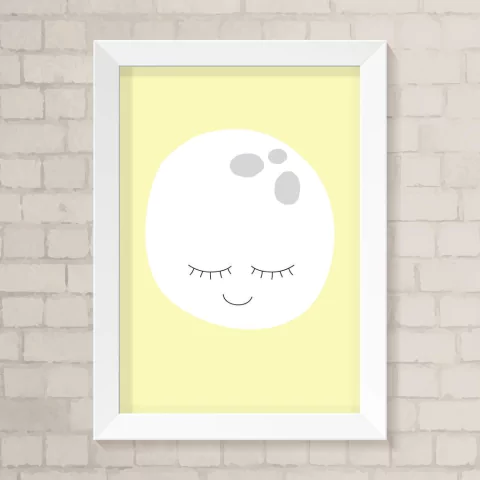 Quadro Infantil Lua fundo Amarelo
