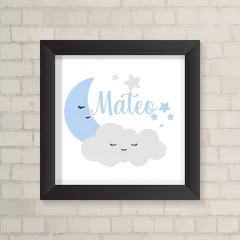 Quadro com Nuvem, Lua e Nome Menino - comprar online