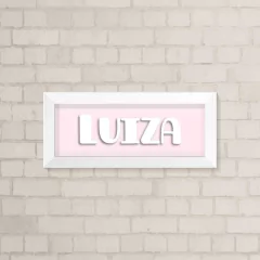 Quadro com Nome Rosa e Branco