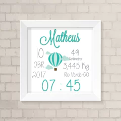 Quadro Nascimento Balão Menino