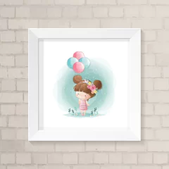Quadro Infantil Menina e Balão