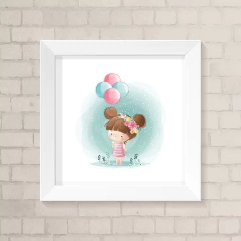 Quadro Infantil Menina e Balão