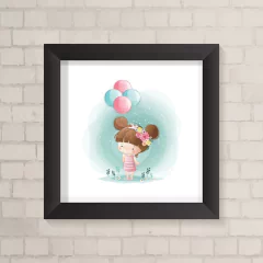 Quadro Infantil Menina e Balão - comprar online