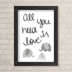 Quadro Infantil Love Elefantes - comprar online