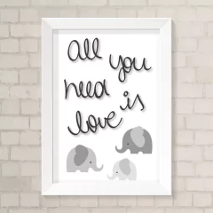 Quadro Infantil Love Elefantes