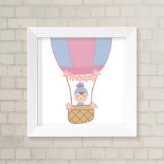 Quadro Infantil Balão e Boneca Rosa e Azul