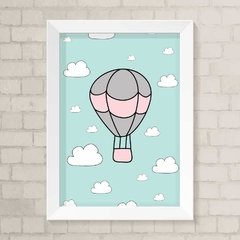 Quadro Infantil Balão Rosa e Cinza