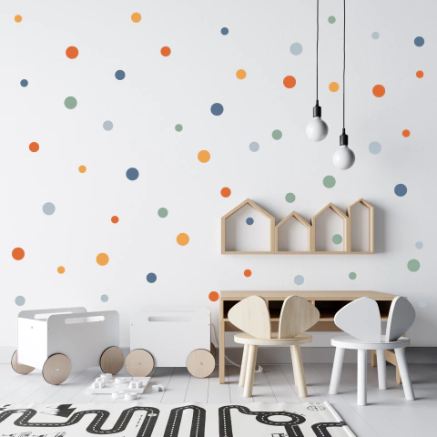 Adesivos Bolinhas Laranja Verde e Azul