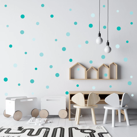 Adesivos Bolinhas Tons de Verde Água