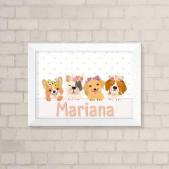 Quadro com Nome Cachorrinhos