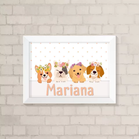 Quadro com Nome Cachorrinhos