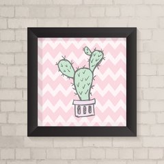 Quadro Infantil Cacto fundo Rosa - comprar online