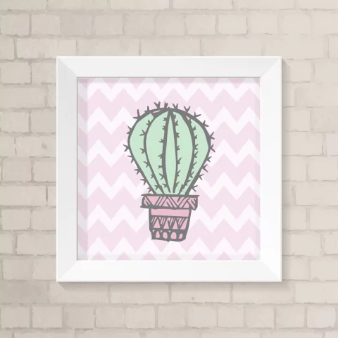 Quadro Infantil Cacto fundo Lilás