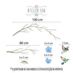 Adesivos Galhos folhas e flores Cerejeira Azul - comprar online