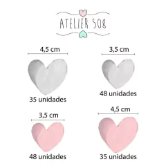Adesivos Corações Aquarela Rosa e Cinza - Atelier 508
