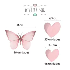 Adesivos Borboletas Aquarela e Corações Rosa na internet