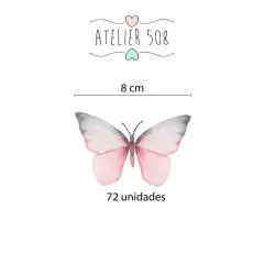 Adesivos Borboletas Aquarela Rosa e Cinza - Atelier 508