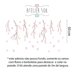 Adesivos Galhos De Cerejeira Flores e Borboletas pendentes - comprar online
