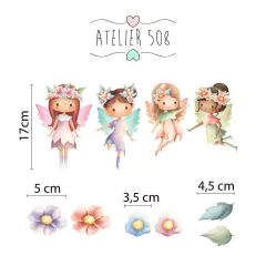 Adesivos Fadas folhas e flores aquarela na internet