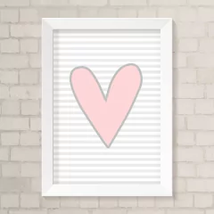 Quadro Infantil Coração fundo Listrado