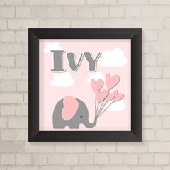 Quadro com Nome Elefante Rosa - comprar online