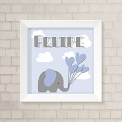 Quadro com Nome Elefante Azul