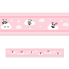 Faixa de Parede Panda com Nuvens Rosa