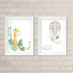 Kit Girafa e Elefante Aquarela - comprar online