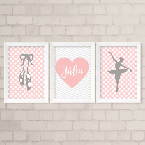Kit de Quadros Bailarina com Nome
