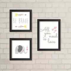 Kit de Quadros Be Brave e Elefante - comprar online