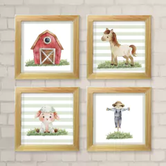 Kit 4 quadros Fazendinha Aquarela - comprar online