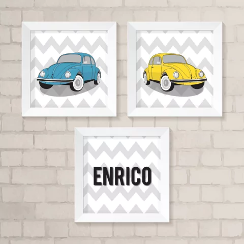 Kit de Quadros Fusca com Nome