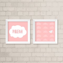 Kit de Quadros Nome Avião Menina