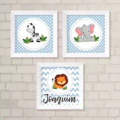 Kit de Quadros Safari Azul