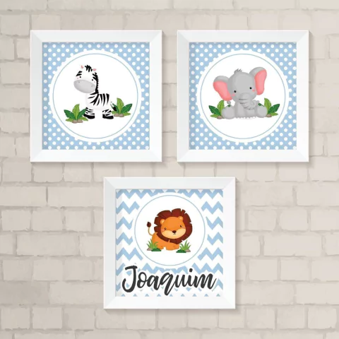 Kit de Quadros Safari Azul