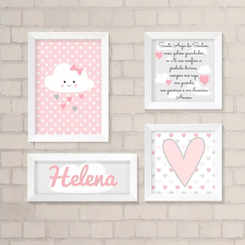 Kit de Quadros Chuva de Amor, Nome e Coração