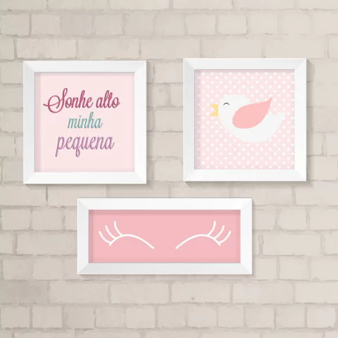 Kit de Quadros Sonhe Alto e Passarinho