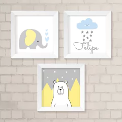 Kit de Quadros Urso e Elefante