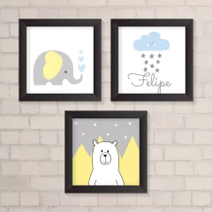 Kit de Quadros Urso e Elefante - comprar online