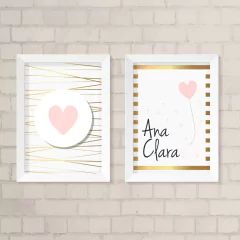 Kit de Quadros Coração e Nome