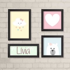 Kit de Quadros Urso, Coração e Nuvem - comprar online