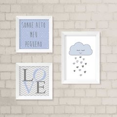 Kit de Quadros Love Nuvem Azul